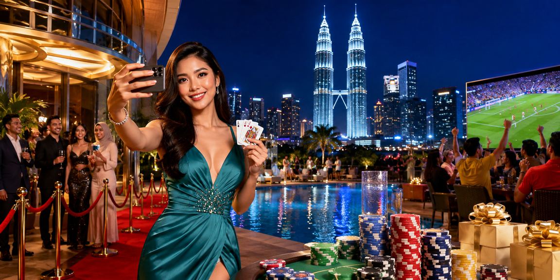 Permainan poker dan kad kasino gaya Kuala Lumpur dengan suasana moden Malaysia